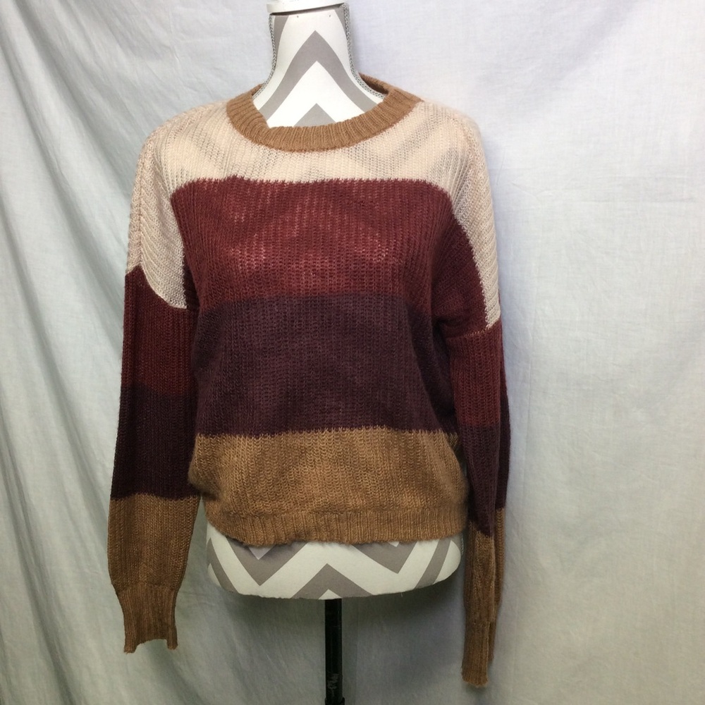 Others follow Striped Crew Neck Pullover lightweight Sweater Sz M